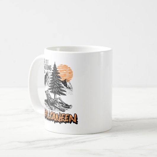 ハロウィーンのスケルトンの夏を待っリラックスている コーヒーマグカップ (正面左)