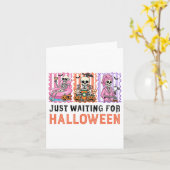 ハロウィーンのスケルトンの夏を待っ不気味ている カード (黄色い花)