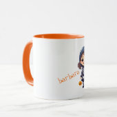 ハロウィーンのスケルトンの衣装を着た少女 マグカップ (正面左)