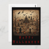 ハロウィーンのスケルトンアート ポストカード (正面/裏面)