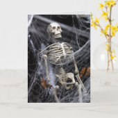 ハロウィーンのスケルトングリーティングカード カード (黄色い花)