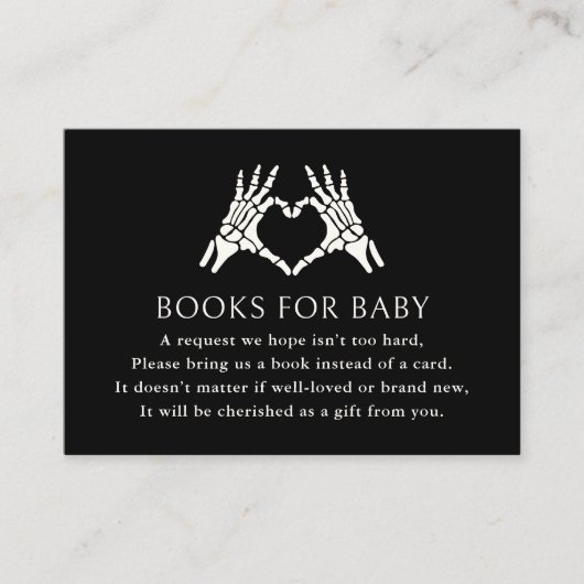 ハロウィーンのスケルトンハンドブックのベビー エンクロージャーカード (正面)