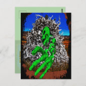 ハロウィーンのスケルトンボーン〔雄ジカの〕枝角3D指 ポストカード (正面/裏面)