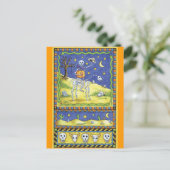 ハロウィーンのスケルトンポストカード ポストカード (スタンド正面)