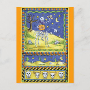 ハロウィーンのスケルトンポストカード ポストカード