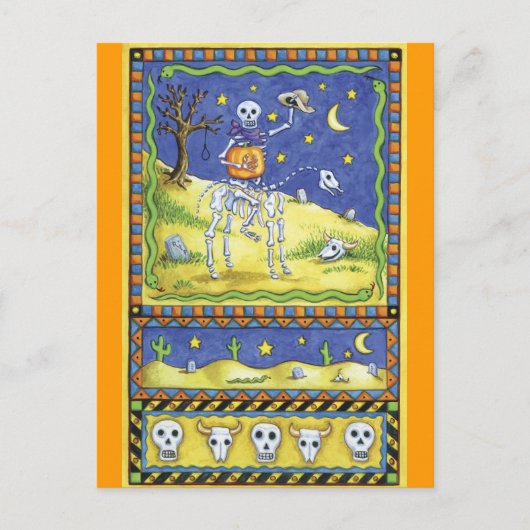 ハロウィーンのスケルトンポストカード ポストカード (正面)