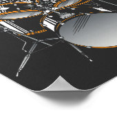 ハロウィーンのスケルトンロックの手遊のドラム ポスター (角)