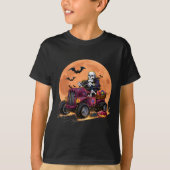 ハロウィーンのスケルトン乗馬モンスタートラック幼児ボー Tシャツ (正面)