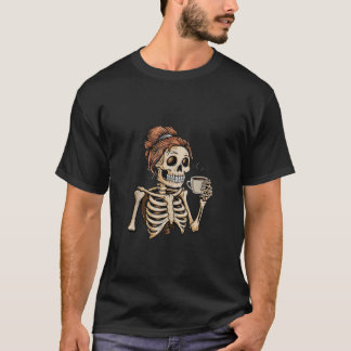ハロウィーンのスケルトン乱雑なバンコーヒーのおもしろい衣装 Tシャツ