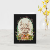 ハロウィーンのスケルトン乾いた骨来生きバイブルバー カード (黄色い花)