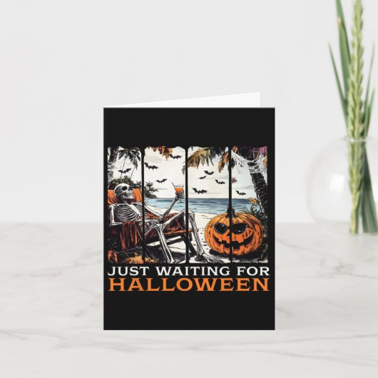 ハロウィーンのスケルトン夏のハロウを待っている カード (正面)
