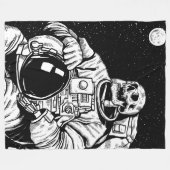 ハロウィーンのスケルトン宇宙飛行士 フリースブランケット (正面(横))
