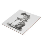 ハロウィーンのスケルトン座り解剖学 タイル (側面)