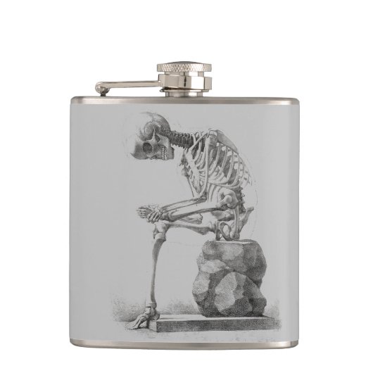 ハロウィーンのスケルトン座り解剖学 フラスク (正面)