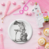 ハロウィーンのスケルトン座り解剖学 ペーパープレート (パーティー)