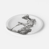 ハロウィーンのスケルトン座り解剖学 ペーパープレート (アングル)