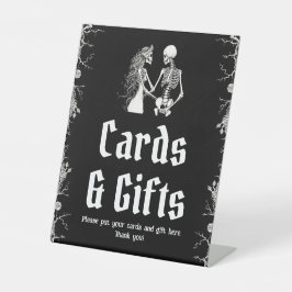 ハロウィーンのスケルトン結婚式のカードとギフトサイン 台座サイン