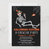 ハロウィーンのスケルトン衣装とカクテルパーティー 招待状 (正面)