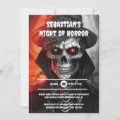 ハロウィーンのスケルトン顔不気味なゴシックモンスター 招待状 (正面)