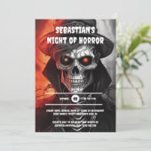 ハロウィーンのスケルトン顔不気味なゴシックモンスター 招待状 (スタンド正面)