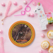 ハロウィーンのスケルトン骨の怖い写真のデザイン ペーパープレート (パーティー)