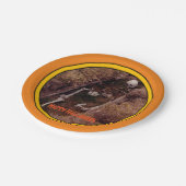 ハロウィーンのスケルトン骨の怖い写真のデザイン ペーパープレート (アングル)