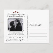 ハロウィーンのスケルトン黒いグレーのハート写真の背面 案内ポストカード (裏面)