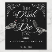 ハロウィーンのスケルトン・ゴシックの為に飲み結婚死ぬ ワインラベル (シングルラベル)