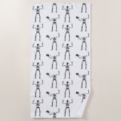 ハロウィーンのスケルトン，トリックまたは治療，ブー ビーチタオル (正面)