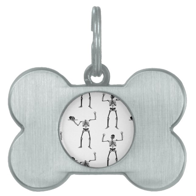 ハロウィーンのスケルトン，トリックまたは治療，ブー ペットネームタグ (正面)