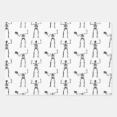 ハロウィーンのスケルトン，トリックまたは治療，ブー ラッピングペーパーシート (正面)