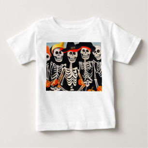 ハロウィーンのスケルトン ベビーTシャツ