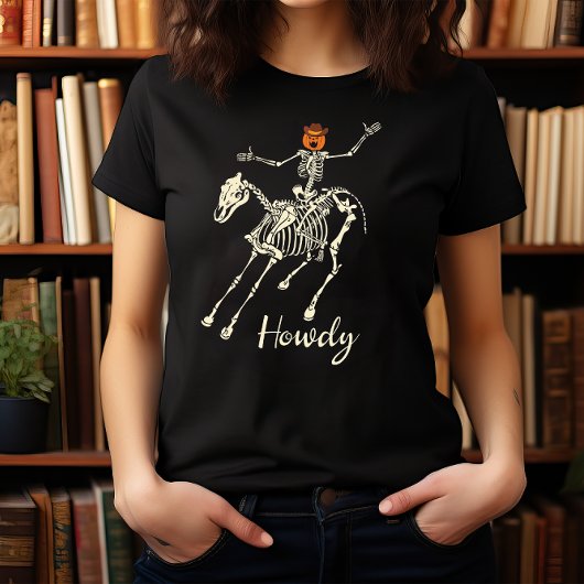 ハロウィーンのスケルトンCOWBOYハウディ | WILD WEST Tシャツ