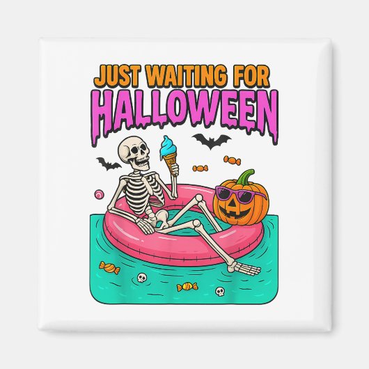 ハロウィーンのスケルトンSを待っおもしろいてい不気味る マグネット (正面)