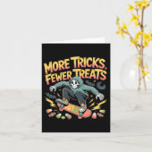ハロウィーンのスケートボードトリックスケルトンキャンディーユース カード (黄色い花)
