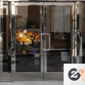 ハロウィーンのステンドグラスのアートウィンドウクリング ウィンドウサイン (オフィスドア)