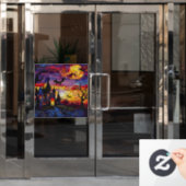 ハロウィーンのステンドグラスのアートウィンドウクリング ウィンドウサイン (オフィスドア)