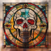 ハロウィーンのステンドグラスのモザイクスカル カラフル ウィンドウサイン (シート2)
