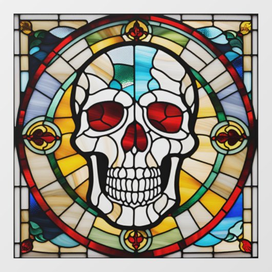 ハロウィーンのステンドグラスのモザイクスカル カラフル ウィンドウサイン (シート)