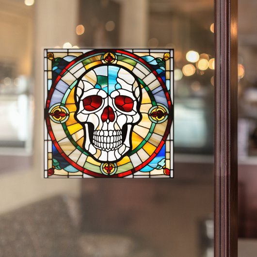ハロウィーンのステンドグラスのモザイクスカル カラフル ウィンドウサイン