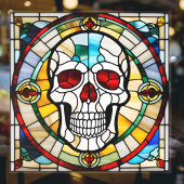 ハロウィーンのステンドグラスのモザイクスカル カラフル ウィンドウサイン