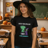 ハロウィーンのスペルチェッカーの魔女 面白い先生 Tシャツ