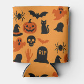 ハロウィーンのスリラー缶クーラー - 黒とオレンジのいたずら 缶クーラー (正面)