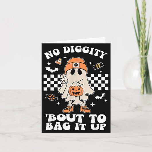 ハロウィーンのスリリングな幽霊 Diggity Bout To Bag Up カード (正面)