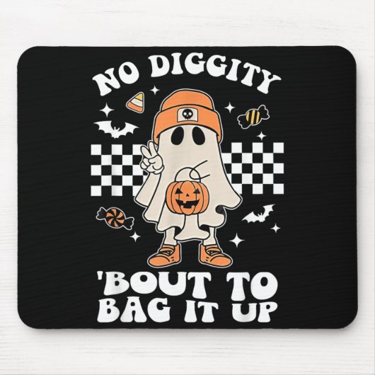 ハロウィーンのスリリングな幽霊 Diggity Bout To Bag Up マウスパッド (正面)