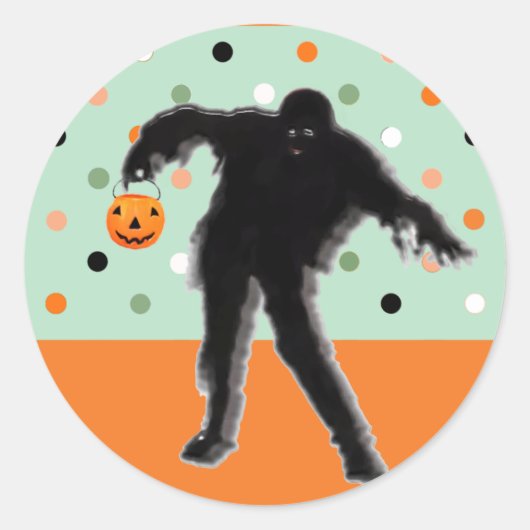 ハロウィーンのゾンビがおかしい ラウンドシール (正面)