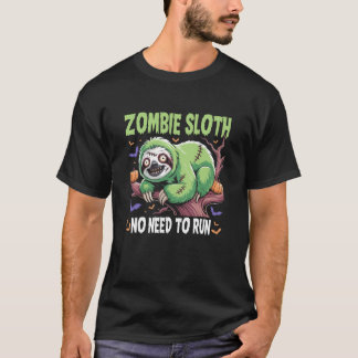 ハロウィーンのゾンビナマケモノ ゾンビナマケモノは逃げる必要なし Tシャツ
