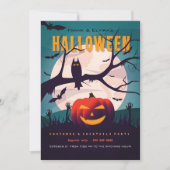 ハロウィーンのゾンビ墓地の衣装パーティー 招待状 (正面)