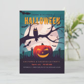 ハロウィーンのゾンビ墓地の衣装パーティー 招待状 (スタンド正面)