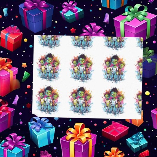 ハロウィーンのゾンビ衣装の子供 薄葉紙